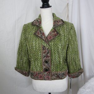 Graffwear by Um Company Blazer Tweed with Carpet Floral Trim Size Medium